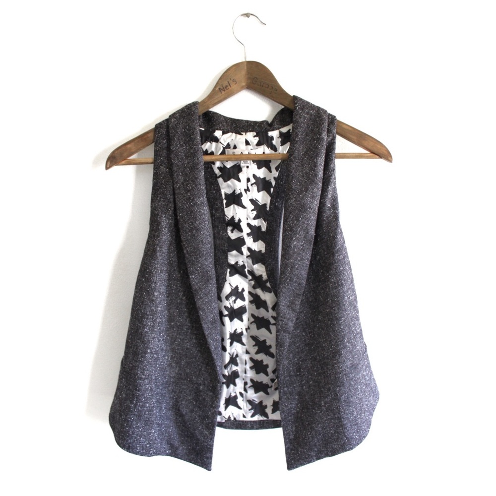 CAbi Grey Open Vest Top Small